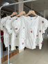 Sweet Round Neck Floral Embroidered Flounce Tops